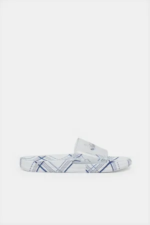 Women White Vinyl Slide