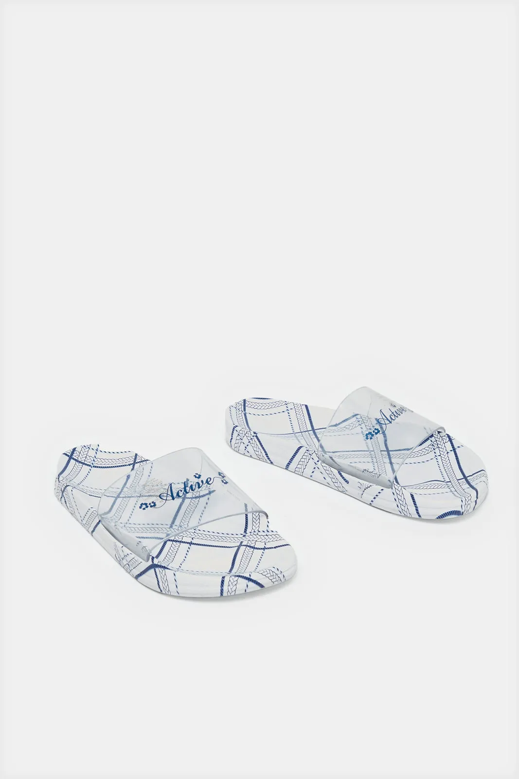 Women White Vinyl Slide