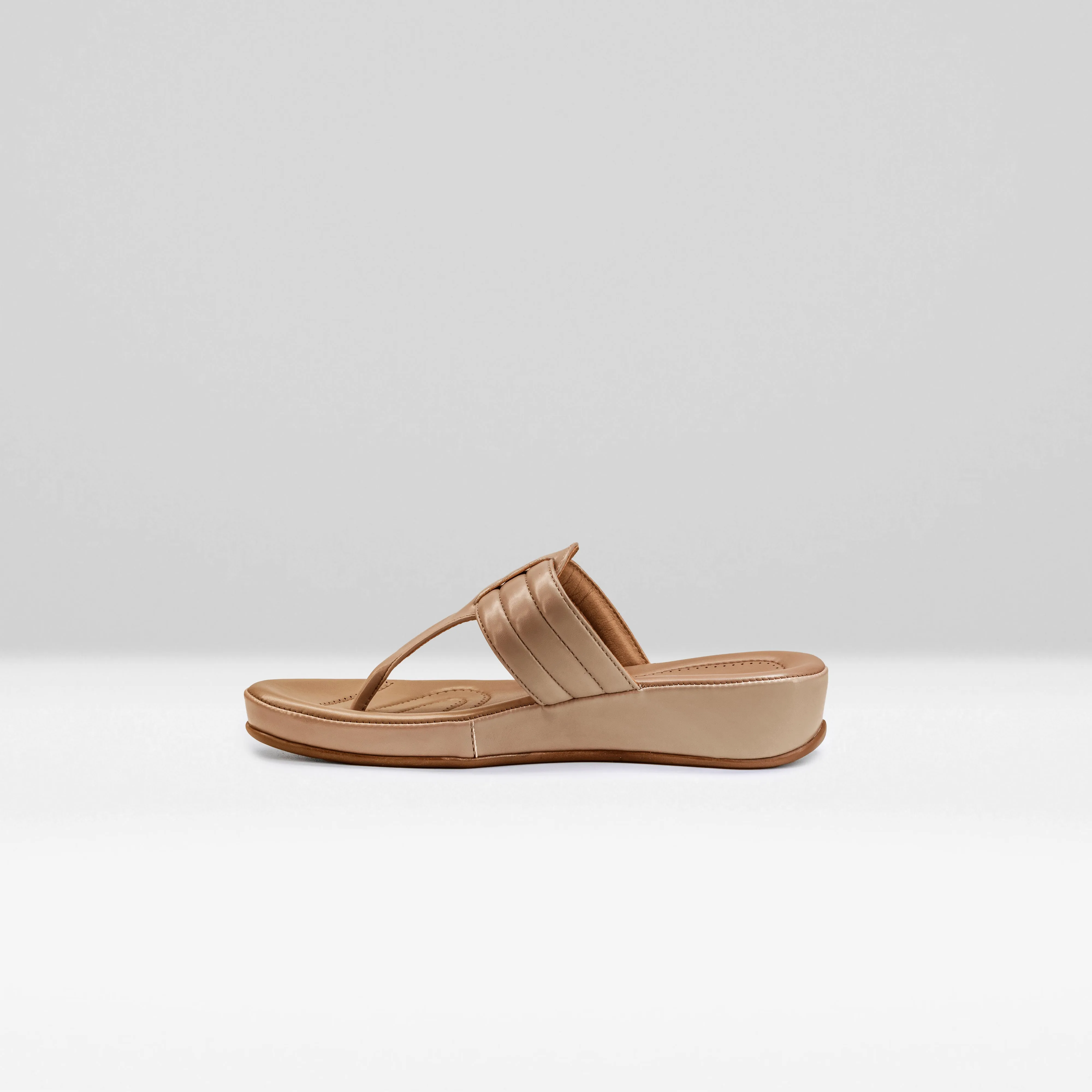 WOMENS DARK BEIGE CASUAL SLIPPERS