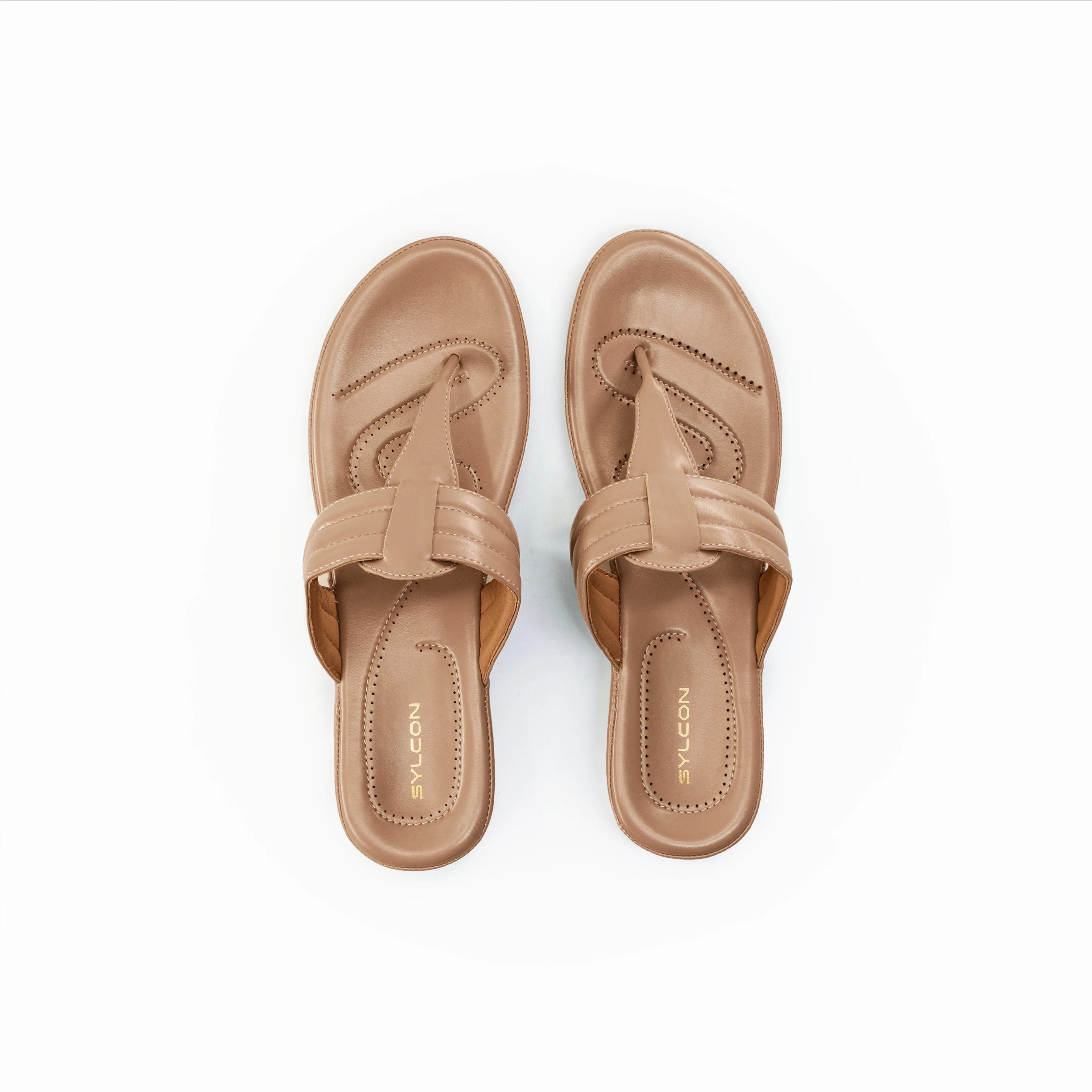 WOMENS DARK BEIGE CASUAL SLIPPERS