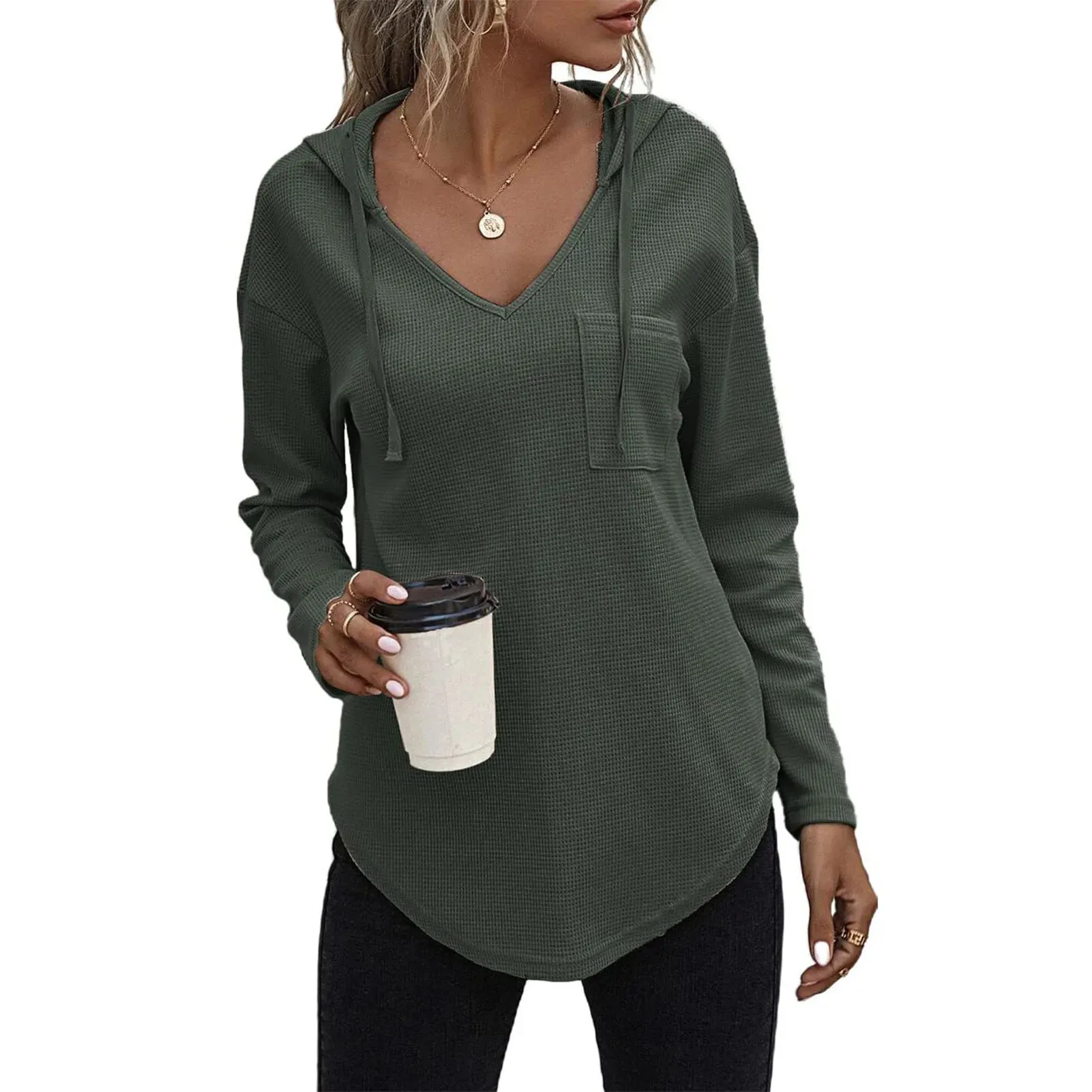 Women's Hoodies Pullover Tops Drawstring Long Sleeve Sweatshirts Fall Clothes With Pocket for Street Wear Date Travel