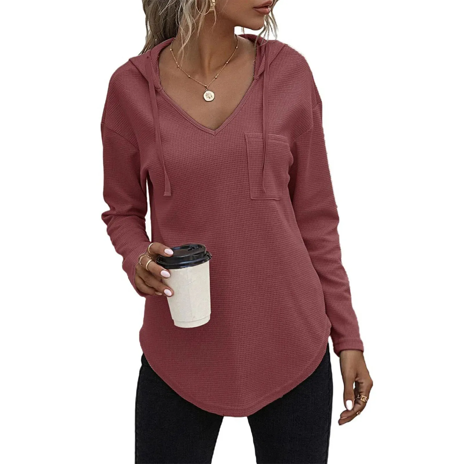 Women's Hoodies Pullover Tops Drawstring Long Sleeve Sweatshirts Fall Clothes With Pocket for Street Wear Date Travel