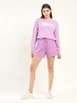 Women's Mid Rise Purple Regular Fit Shorts