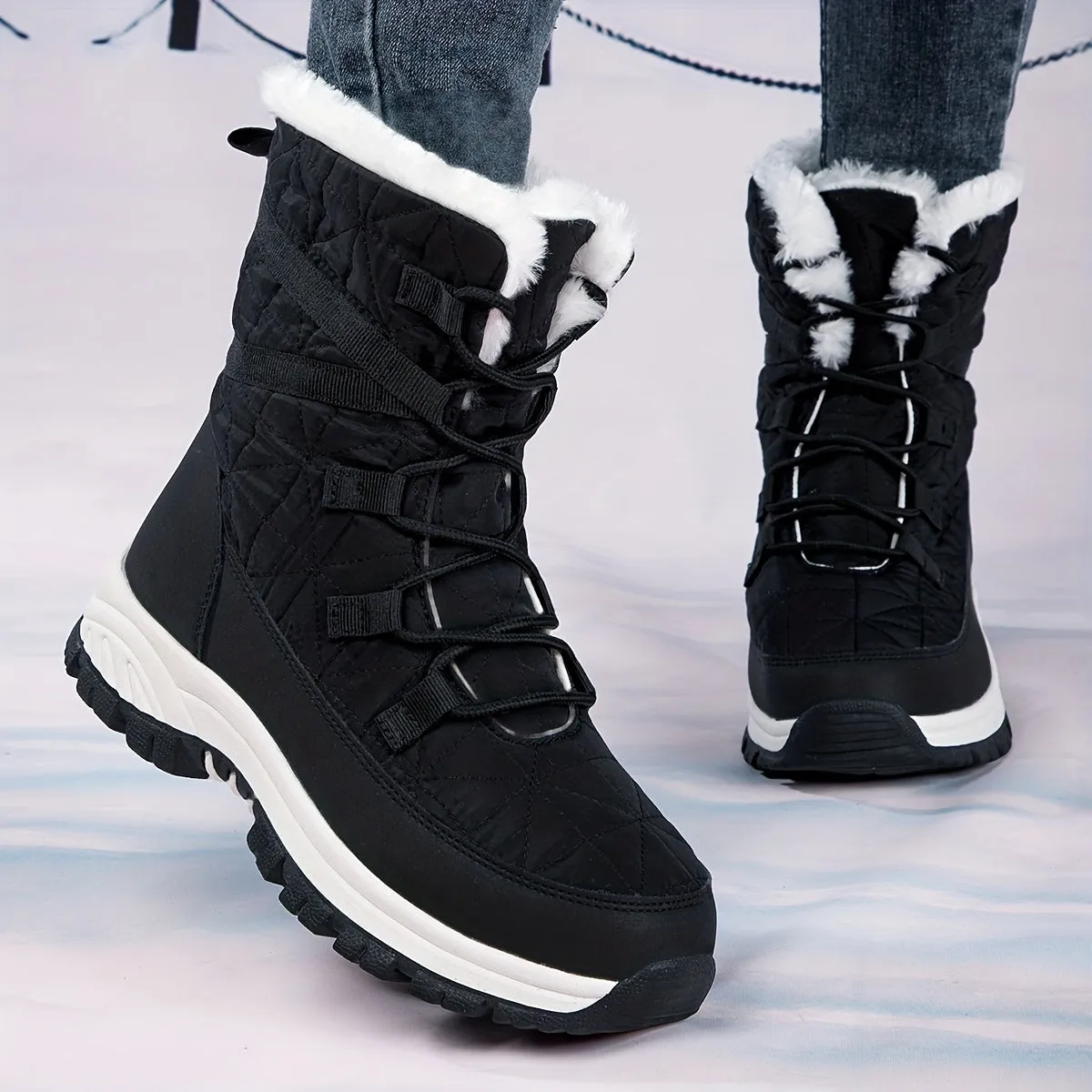 Womens NonSlip WearResistant Winter Hiking Snow Boots