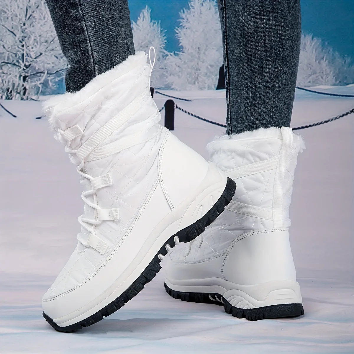 Womens NonSlip WearResistant Winter Hiking Snow Boots