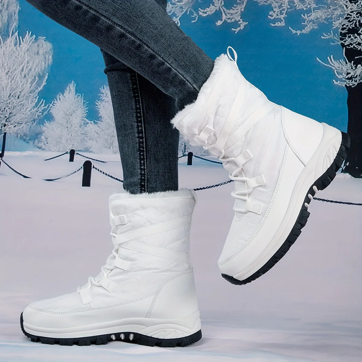 Womens NonSlip WearResistant Winter Hiking Snow Boots