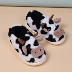 Women's Slippers Home Plush Cartoon Cow Designer Shoes Girls Cute Winter Fluffy Slippers Flats Warm Casual Fur Slides Large Size