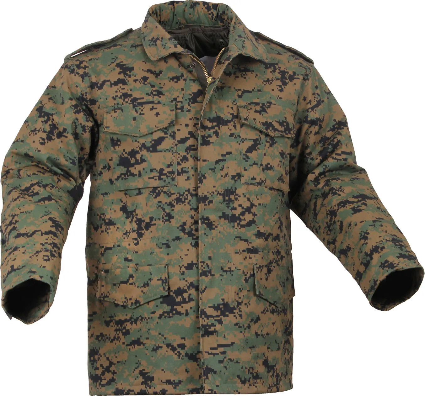 Woodland Digital Camo - Tactical M-65 Field Jacket Army Coat M1965 - Poly/Cotton with Liner