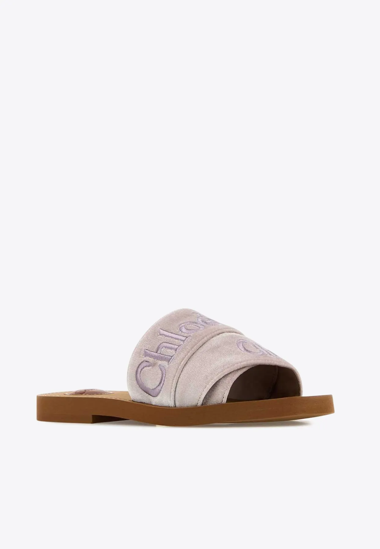 Woody Logo Embroidered Velvet Slides