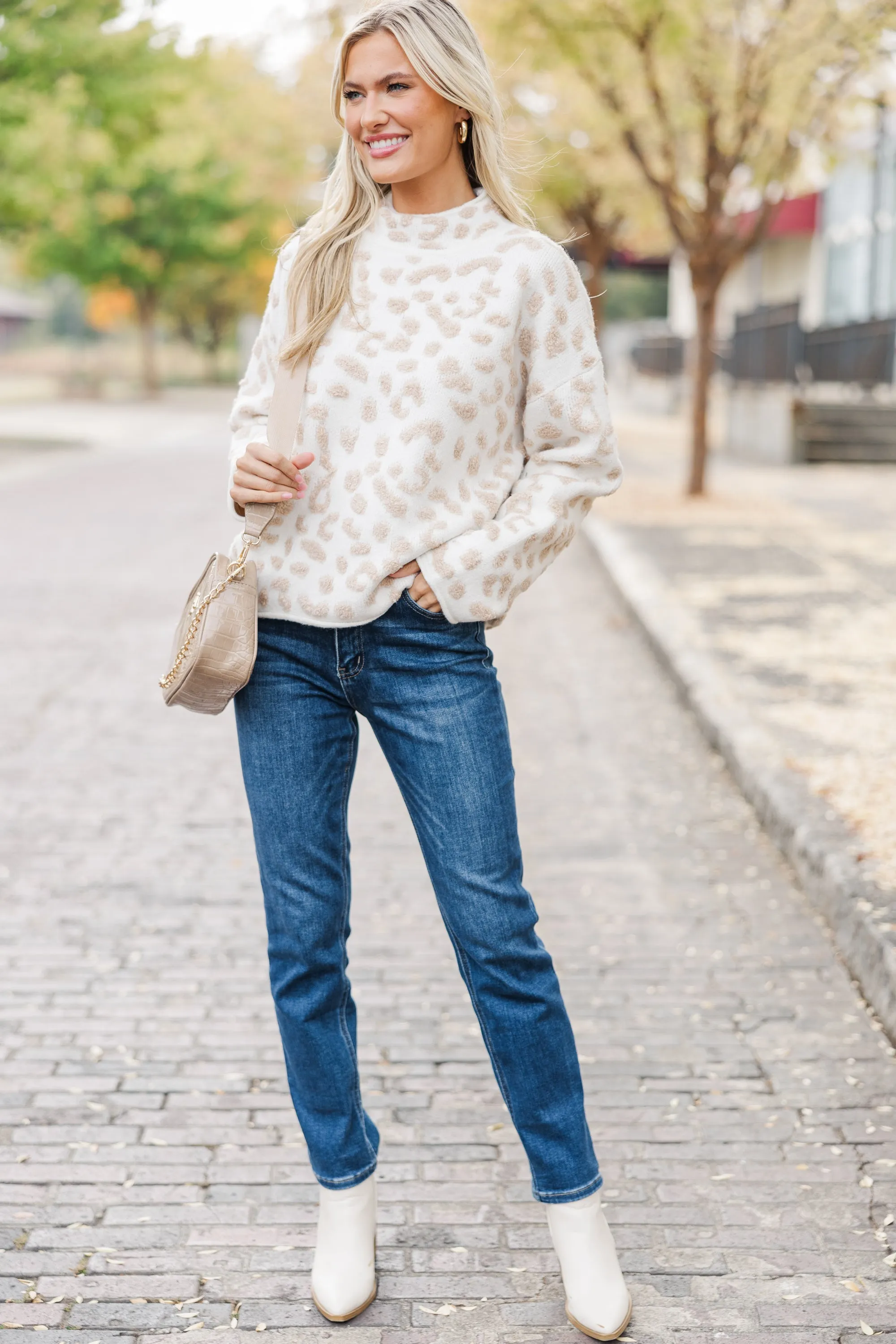 Work With You Ivory Leopard Sweater