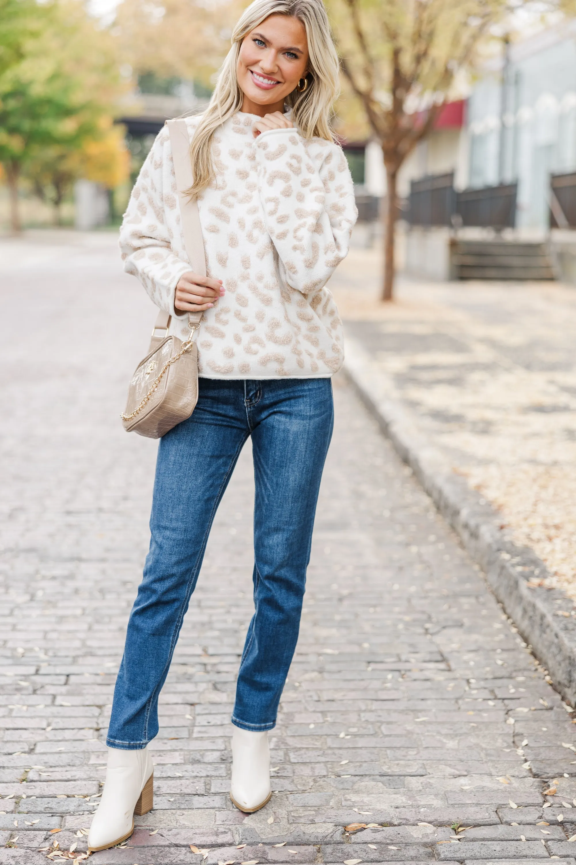 Work With You Ivory Leopard Sweater