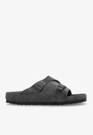 Zürich Double-Buckle Suede Slides